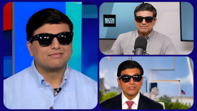 why does Comfortably Smug wear sunglasses